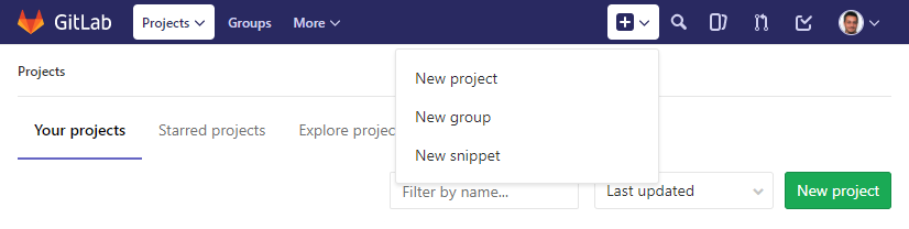 GitLab lišta nástrojů